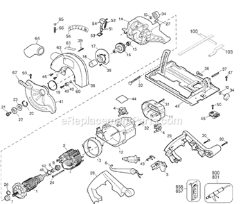 Page A Diagram and Parts List for Type 1 Black and Decker Circular Saw
